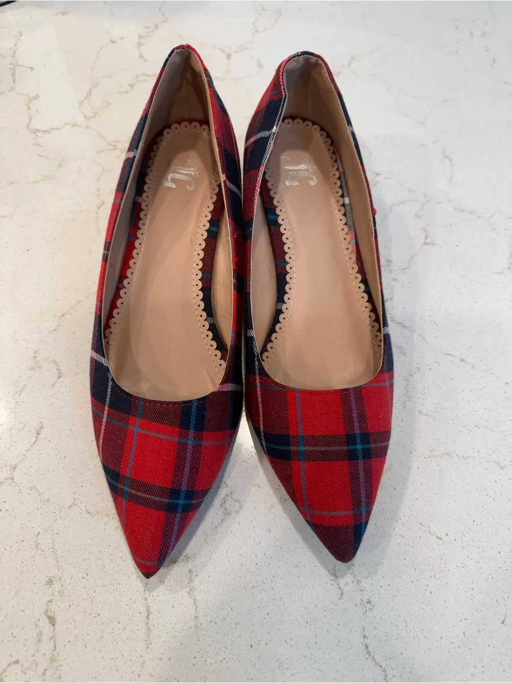 J Crew Plaid Red Pointed-Toe Women’s Flats